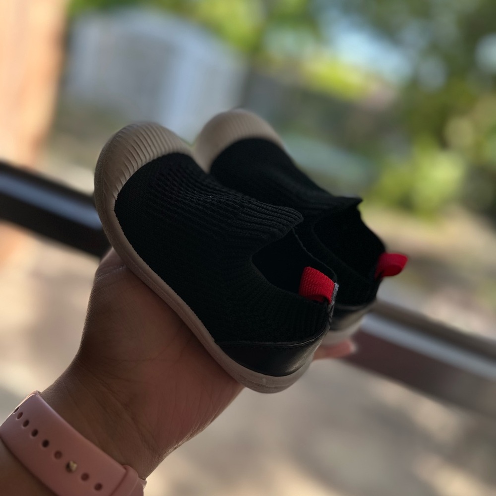Black and Red Kids Slip-On Shoes